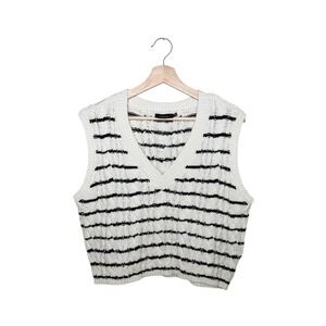 VICI Striped V Neck Cable‎ Knit Sweater Vest Size XL